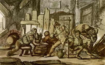 Der Bauernmusiker in einer Dorfschenke
