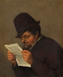 Alter Bauer liest eine Zeitung, ca. 1647