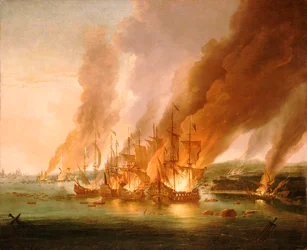 Die Schlacht von La Hogue, 23. Mai 1692, späte 17. Jahrhundert (Ölgemälde)