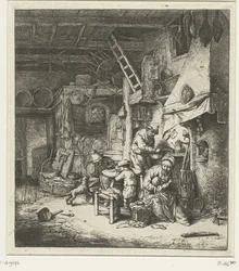 Bauernfamilie im Innenraum