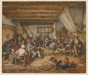 Feiernde Bauern in einer Herberge