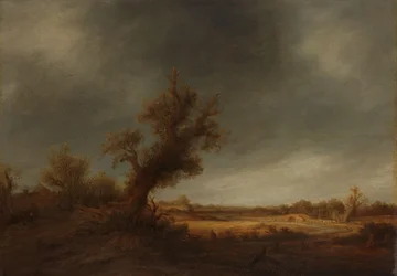 Landschaft mit einer alten Eiche