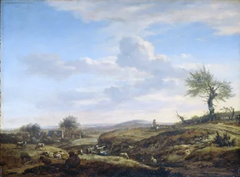 Hügelige Landschaft mit einer Hochstraße