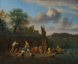 Italienische Landschaft mit Fähre