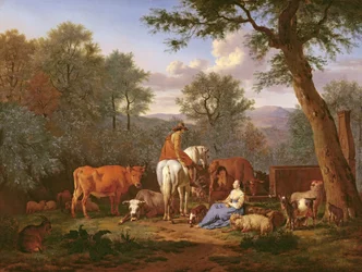 Landschaft mit Vieh und Figuren, 1664