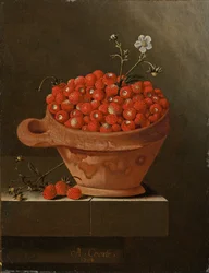 Stillleben mit Erdbeeren in einem Tontopf, 1704