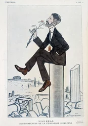 Charles Maurras, französischer Politiker und Schriftsteller (1868-1952), stellvertretender Direktor der Orléans-Kampagne - Illustration von Adrien Barrère (1877-1931) in „Fantasio“ vom 15.05.1923
