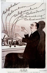 Humorvolles Bild über Belin und seinen Belinographen - von Barrère, in „Fantasio“ vom 01.12.1931