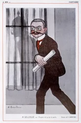 Porträt von Théophile Delcassé (1852-1923), französischer Außenminister in „Fantasio“ - Illustration von Adrien Barrère (1877-1931)