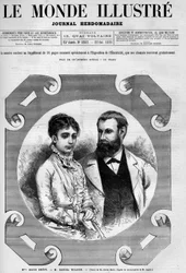 Porträt von Daniel Wilson (1840-1919), französischer Politiker mit seiner Frau Alice Grevy. Gravur von Adrien Marie. Eine der „Die illustrierte Welt“ Nr. 1282 vom 22. Oktober