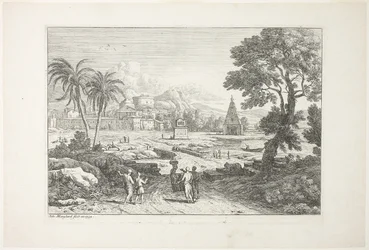 Landschaft mit zwei Palmen