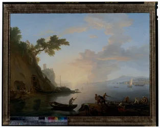 Neapolitanische Küste mit Fischern bei Sonnenaufgang