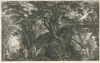 Waldlandschaft mit einer Brücke