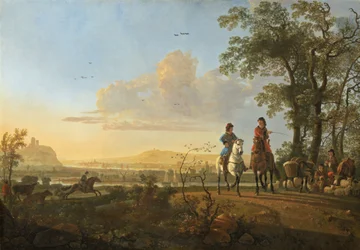Reiter und Hirten mit Vieh