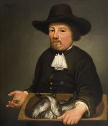 Mann mit dem Eimer Fisch