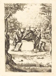 Frontispiz für die Heilige Kosmologie (Titel mit Astrologen)