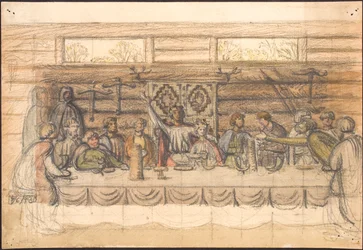 Früher Entwurf zu Valdemar Sejr und dem Festmahl auf Lyø