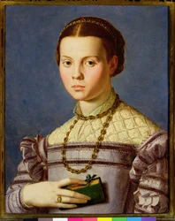 Porträt eines jungen Mädchens mit einem Buch um 1545