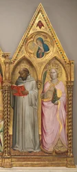 Heiliger Bernhard und Heilige Katharina von Alexandria mit der Verkündigung der Jungfrau [rechtes Panel]