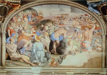 Durchquerung des Roten Meeres, Fresko von Agnolo Bronzino
