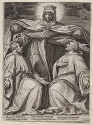 Eine Schutzmantelmadonna mit zwei Ordensbrüdern