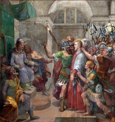Passion: „Christus vor Pontius Pilatus“ Fresko von Agostino Ciampelli (1577-1642) 1594-1600 Rom, Basilika Santa Prassede
