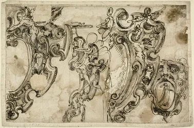 Skizzen von dekorativen Motiven (recto); Skizze eines dekorativen Motivs (verso)