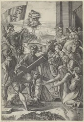 Christus bricht unter dem Gewicht des Kreuzes zusammen