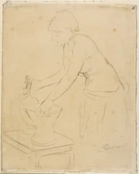 Frau bei ihrer Toilette