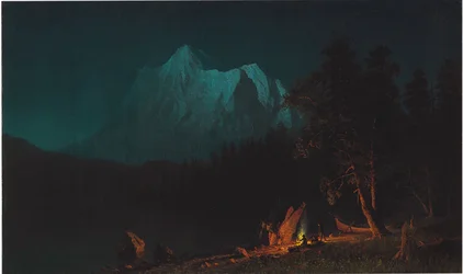 Gebirgige Landschaft bei Mondlicht