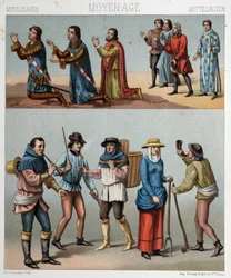 Zivile Kostüme im Mittelalter - in „The historical costume“ von Racinet