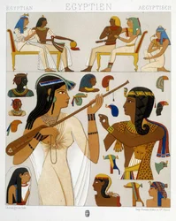 Bilder reproduziert von den Fresken des Alten Ägypten in „Das historische Kostüm“ von Racquet 1888