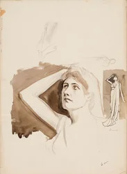 Aino Ackté als Alcestis, Skizze