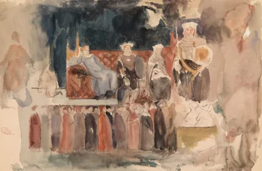 Allegorie der guten Regierung, Skizze des Freskos von Ambrogio Lorenzetti im Palazzo Pubblico in Siena