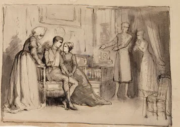 Rückkehr des Kapitäns, Kompositionsstudie. Illustrationen für Julqvällen (Heiligabend) von J. L. Runeberg