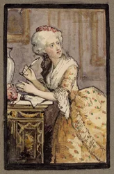 Schreibende Dame, Studie zur Rokoko-Dame