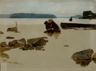 Offenes Meer vor Haikko, Studie für Jungen, die am Ufer spielen