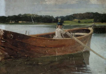 Die Schwester des Künstlers Berta in einem Ruderboot, Studie