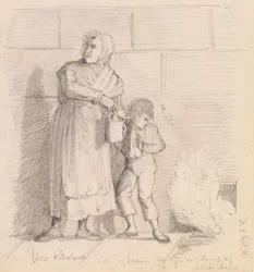 Eine Pétroleuse, Skizze nach einem Lithograph von Adrien Marie