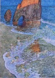 Sie stellten ihn in die Mitte und tanzten um ihn herum, aus Die Wasserbabys, veröffentlicht von Humphrey Milford Oxford University Press, ca. 1930