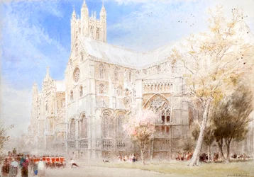 Kathedrale von Canterbury. Eine Soldatenparade