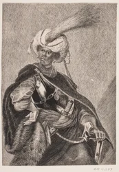 Ein schwarzer Afrikaner in Rüstung