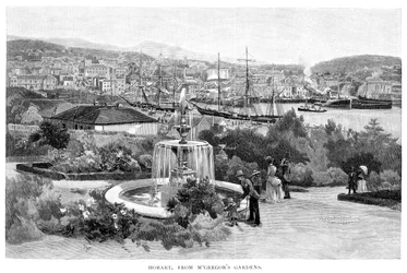 Hobart von McGregors Gärten, Tasmanien, Australien, 1886