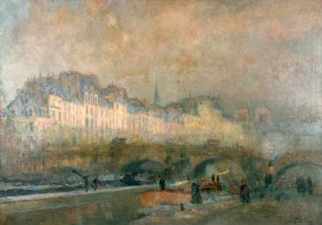 Blick auf den Pont Neuf und die Île de la Cité, Paris, spätes 19. bis frühes 20. Jahrhundert