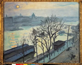 Sonne über Paris. Der Quai du Louvre