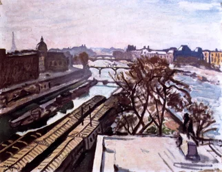 Blick auf die Seine und das Denkmal für Heinrich IV., um 1906
