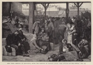 New York - Ankunft der Auswanderer (Lithografie)