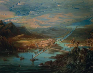 Ansicht des Suezkanals, von Albert Rieger