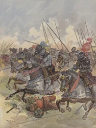 Schlacht von Pavia, die Kavallerie verdeckt die Artillerie