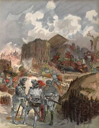 Bayard bei der Belagerung von Mezieres, Illustration aus 